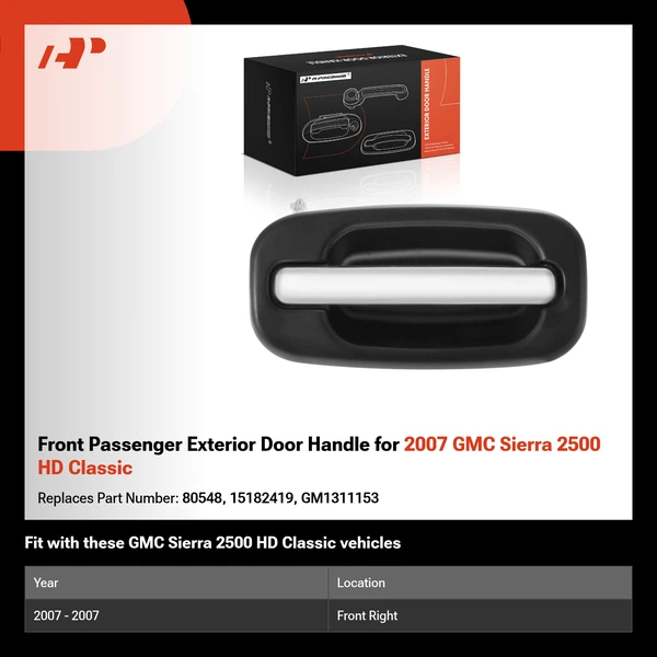 Front Passenger Exterior Door Handle for 2007 GMC Sierra 2500 HD Classic