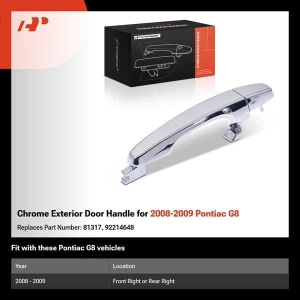 Chrome Exterior Door Handle for 2008-2009 Pontiac G8