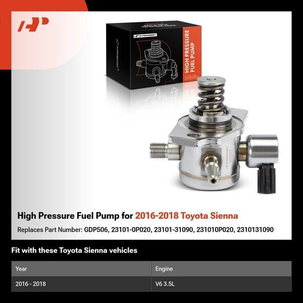 High Pressure Fuel Pump for 2016-2018 Toyota Sienna