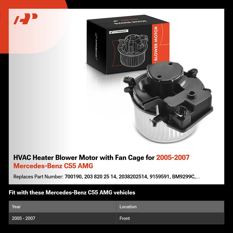 HVAC Heater Blower Motor with Fan Cage for 2005-2007 Mercedes-Benz C55 AMG