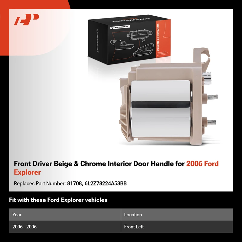Front Driver Beige & Chrome Interior Door Handle for 2006 Ford Explorer