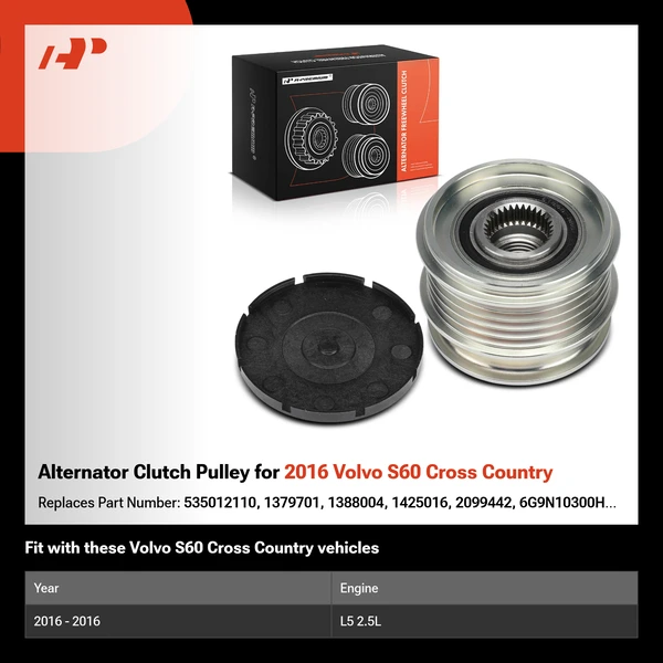 Alternator Clutch Pulley for 2016 Volvo S60 Cross Country