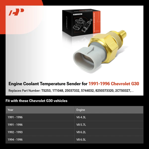 Engine Coolant Temperature Sender for 1991-1996 Chevrolet G30