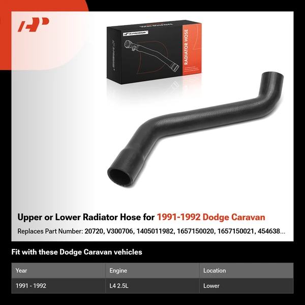 Upper or Lower Radiator Hose for 1991-1992 Dodge Caravan