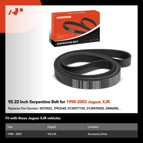 92.22 Inch Serpentine Belt for 1998-2003 Jaguar XJR