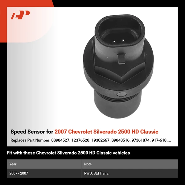 Speed Sensor for 2007 Chevrolet Silverado 2500 HD Classic