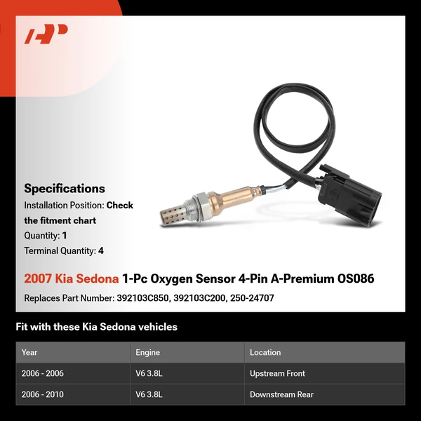 2007 Kia Sedona 1-Pc Oxygen Sensor 4-Pin A-Premium OS086