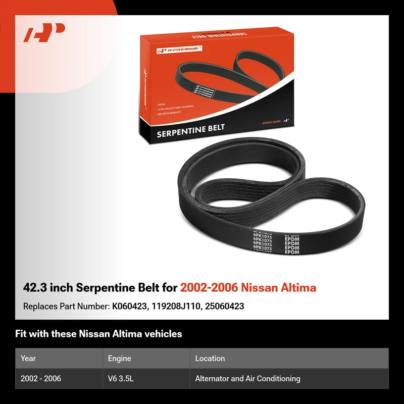 42.3 inch Serpentine Belt for 2002-2006 Nissan Altima