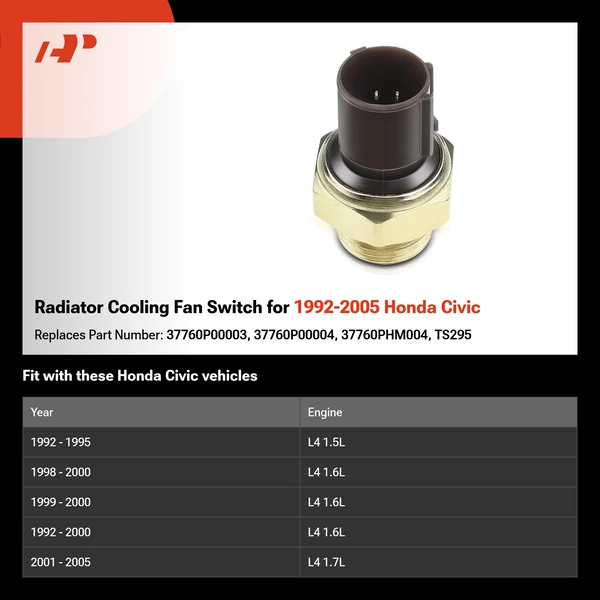 Radiator Cooling Fan Switch for 1992-2005 Honda Civic