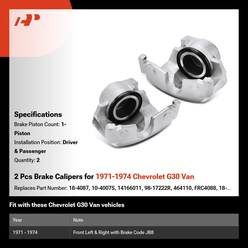 2 Pcs Brake Calipers for 1971-1974 Chevrolet G30 Van