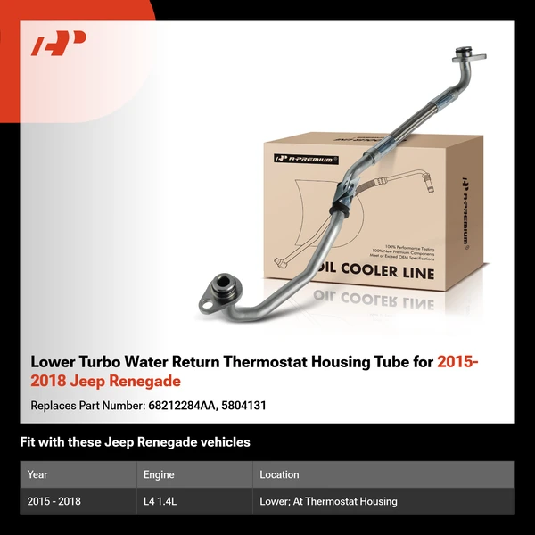 Lower Turbo Water Return Thermostat Housing Tube for 2015-2018 Jeep Renegade