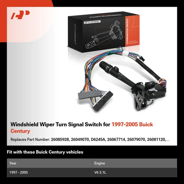 Windshield Wiper Turn Signal Switch for 1997-2005 Buick Century