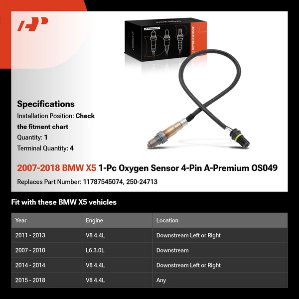 2007-2018 BMW X5 1-Pc Oxygen Sensor 4-Pin A-Premium OS049
