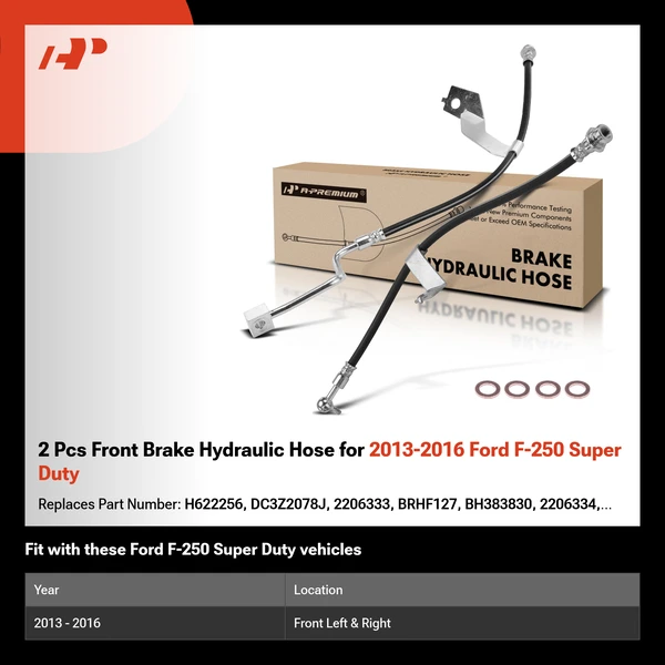 2 Pcs Front Brake Hydraulic Hose for 2013-2016 Ford F-250 Super Duty