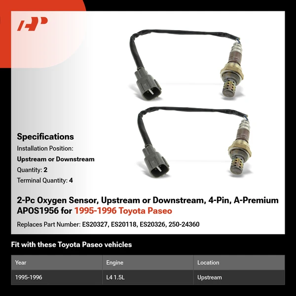 1995-1996 Toyota Paseo 2-Pc Oxygen Sensor Upstream or Downstream 4-Pin A-Premium APOS1956