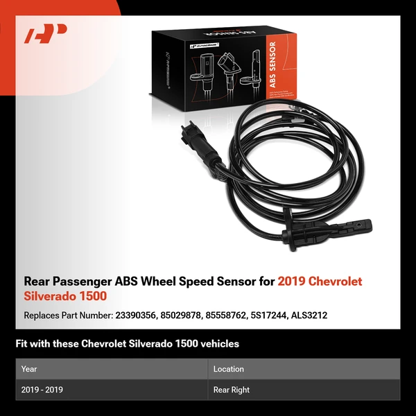 Rear Passenger ABS Wheel Speed Sensor for 2019 Chevrolet Silverado 1500