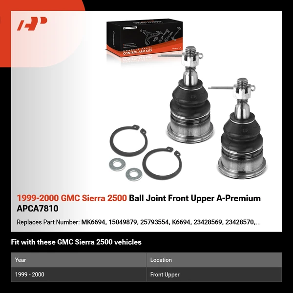 1999-2000 GMC Sierra 2500 Ball Joint Front Upper A-Premium APCA7810