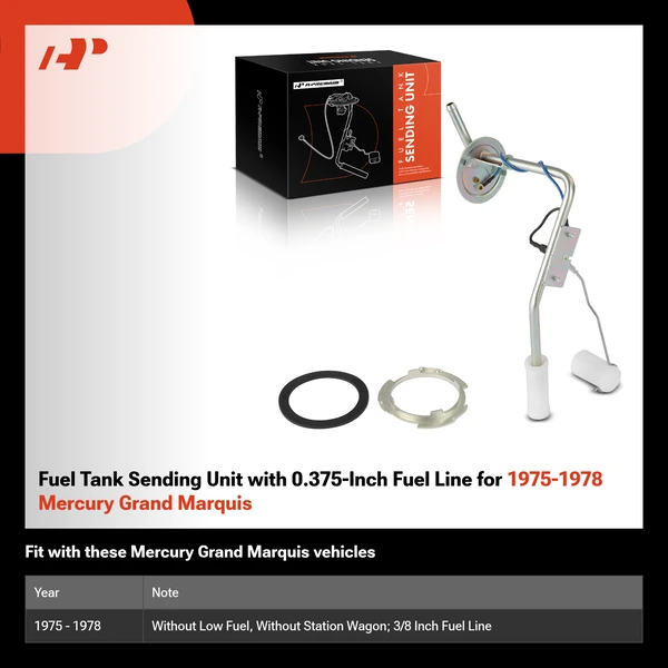 Fuel Tank Sending Unit with 0.375-Inch Fuel Line for 1975-1978 Mercury Grand Marquis