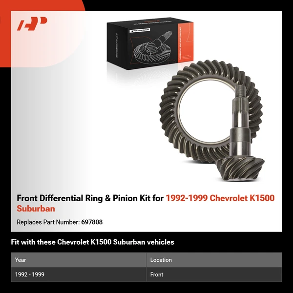 Front Differential Ring & Pinion Kit for 1992-1999 Chevrolet K1500 Suburban