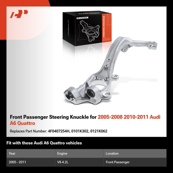 Front Passenger Steering Knuckle for 2005-2008 2010-2011 Audi A6 Quattro