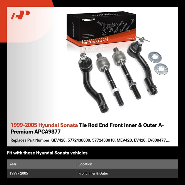 1999-2005 Hyundai Sonata Tie Rod End Front Inner & Outer A-Premium APCA9377