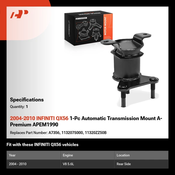 2004-2010 INFINITI QX56 1-Pc Automatic Transmission Mount A-Premium APEM1990