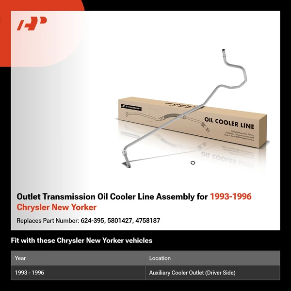 Outlet Transmission Oil Cooler Line Assembly for 1993-1996 Chrysler New Yorker