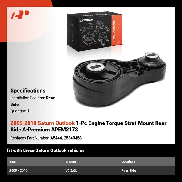 2009-2010 Saturn Outlook 1-Pc Engine Torque Strut Mount Rear Side A-Premium APEM2173