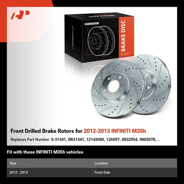 Front Drilled Brake Rotors for 2012-2013 INFINITI M35h