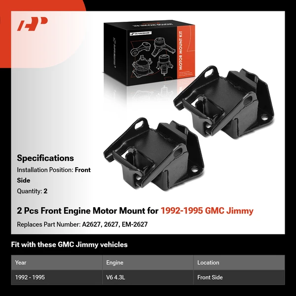 2 Pcs Front Engine Motor Mount for 1992-1995 GMC Jimmy