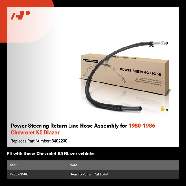 Power Steering Return Line Hose Assembly for 1980-1986 Chevrolet K5 Blazer