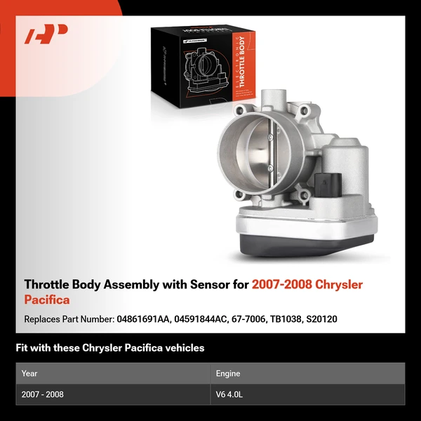 Throttle Body Assembly with Sensor for 2007-2008 Chrysler Pacifica