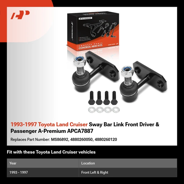 1993-1997 Toyota Land Cruiser Sway Bar Link Front Driver & Passenger A-Premium APCA7887