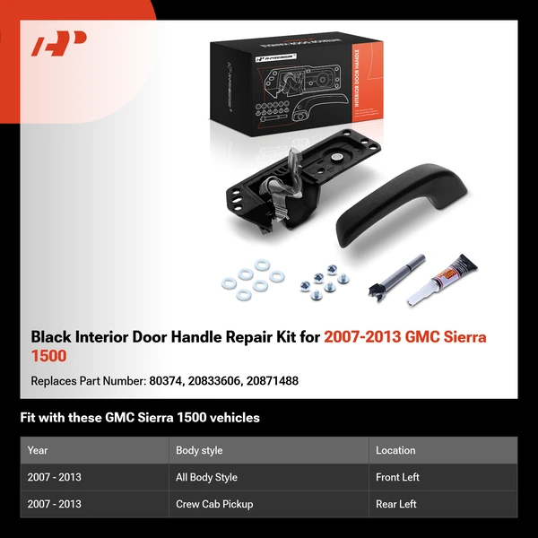 Black Interior Door Handle Repair Kit for 2007-2013 GMC Sierra 1500