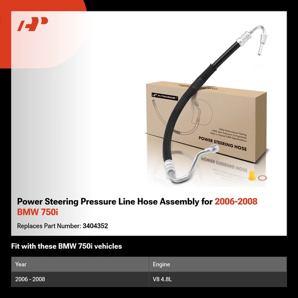 Power Steering Pressure Line Hose Assembly for 2006-2008 BMW 750i