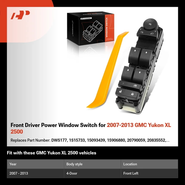 Front Driver Power Window Switch for 2007-2013 GMC Yukon XL 2500