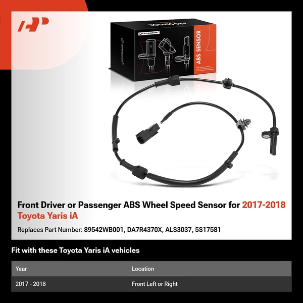 Front Driver or Passenger ABS Wheel Speed Sensor for 2017-2018 Toyota Yaris iA