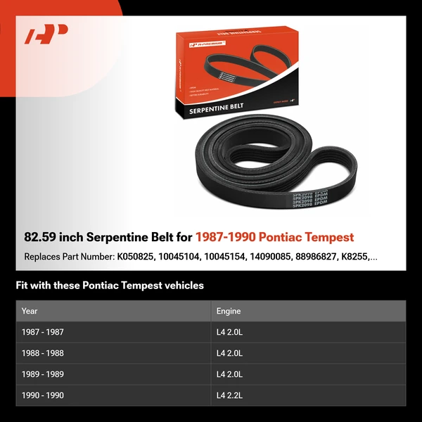 82.59 inch Serpentine Belt for 1987-1990 Pontiac Tempest