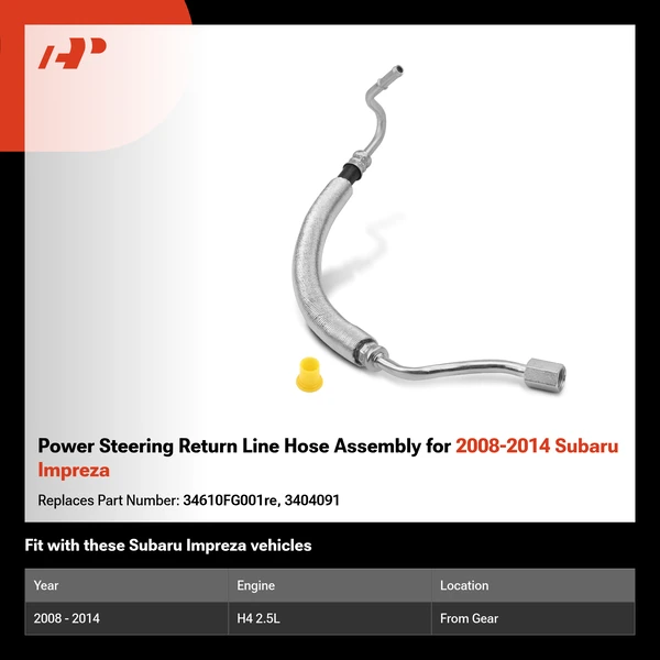 Power Steering Return Line Hose Assembly for 2008-2014 Subaru Impreza