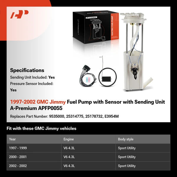 1997-2002 GMC Jimmy Fuel Pump with Sensor with Sending Unit A-Premium APFP0055