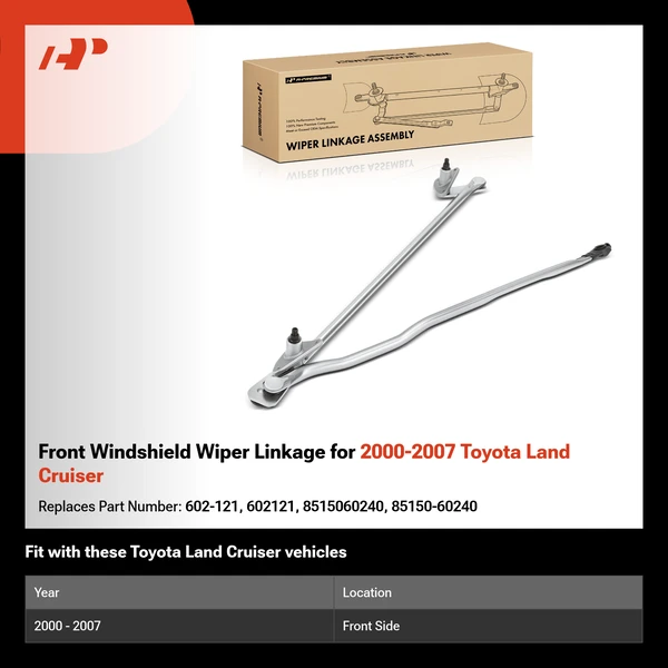 Front Windshield Wiper Linkage for 2000-2007 Toyota Land Cruiser