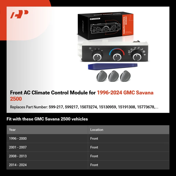 Front AC Climate Control Module for 1996-2024 GMC Savana 2500