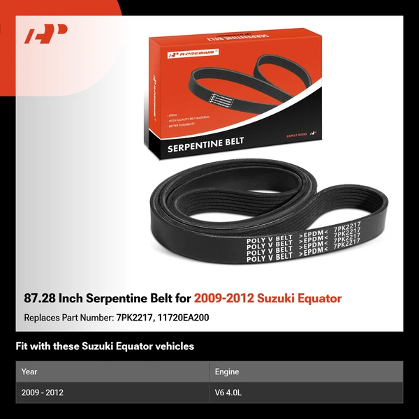87.28 Inch Serpentine Belt for 2009-2012 Suzuki Equator