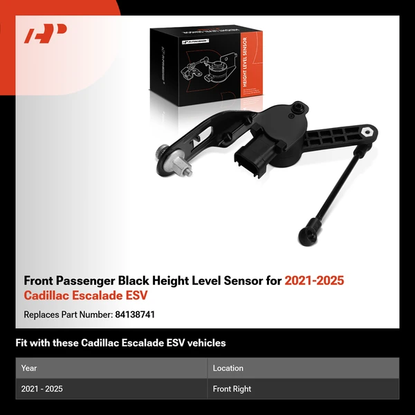 Front Passenger Black Height Level Sensor for 2021-2025 Cadillac Escalade ESV