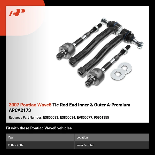 2007 Pontiac Wave5 Tie Rod End Inner & Outer A-Premium APCA2173