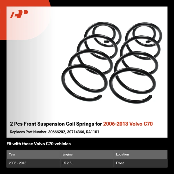 2 Pcs Front Suspension Coil Springs for 2006-2013 Volvo C70