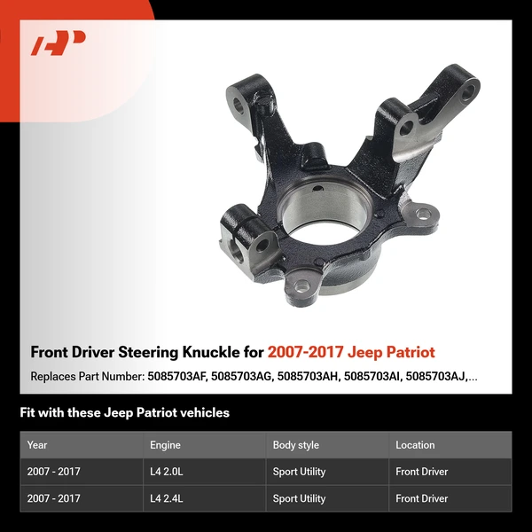 Front Driver Steering Knuckle for 2007-2017 Jeep Patriot