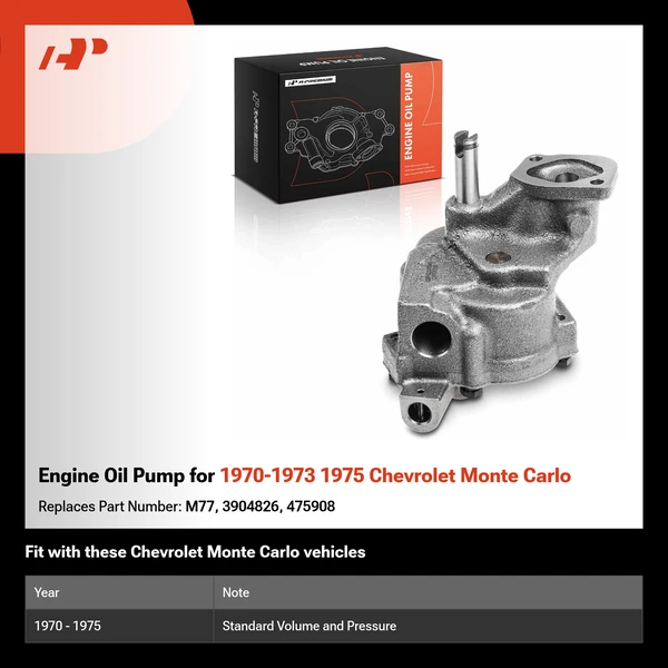 Engine Oil Pump for 1970-1973 1975 Chevrolet Monte Carlo