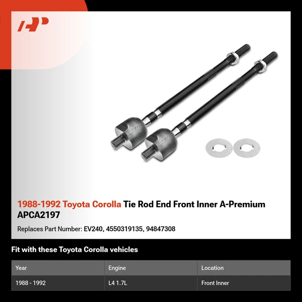 1988-1992 Toyota Corolla Tie Rod End Front Inner A-Premium APCA2197