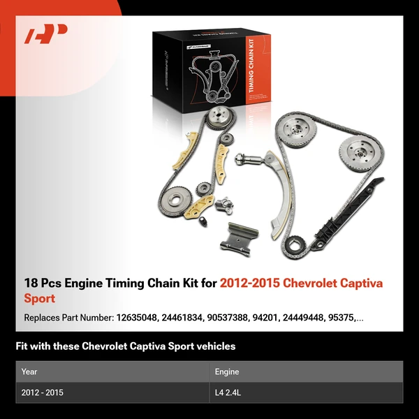 18 Pcs Engine Timing Chain Kit for 2012-2015 Chevrolet Captiva Sport